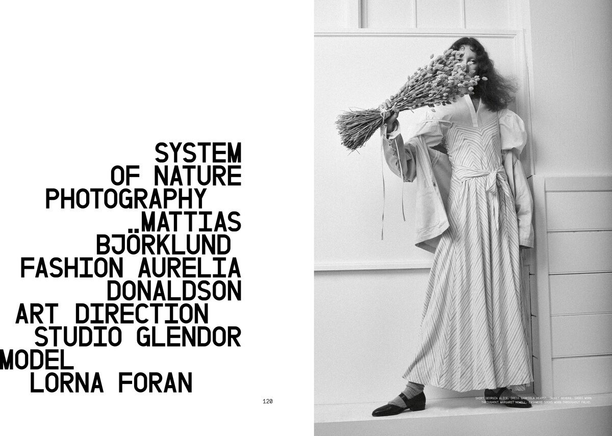 'System of Nature' - model Lorna Foran in FAVORITE magazine, photographed by Mattias BJÖRKLUND c/o LUNDLUND; we have 15 motifs for you on GoSee