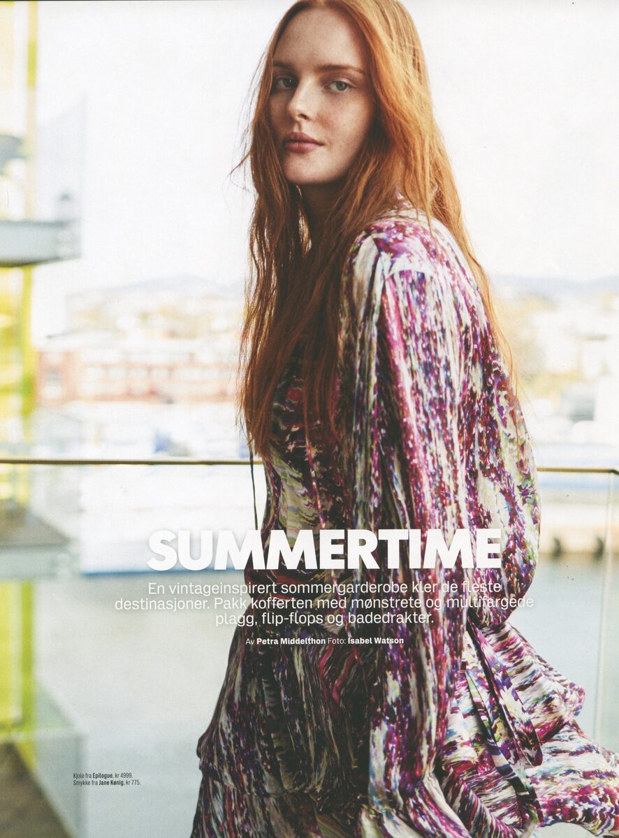 Norwegian beauty Karoline BJORNELYKKE c/o LOUISA MODELS enjoys her 'Summertime' in ELLE Norway, with photos by Isabel Watson