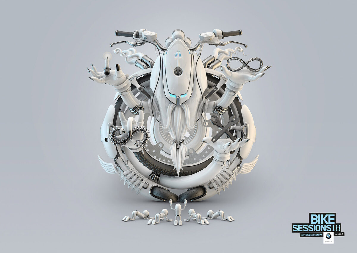 Visualeyes International : ILLU & CGI special with CGI artwork for SUVA / Kreienbühl & Vogler, BMW Motorcycle Festival (Serviceplan Suisse AG), illustrations for Mercedes Benz (Wirz Communications AG), and BMW MINI