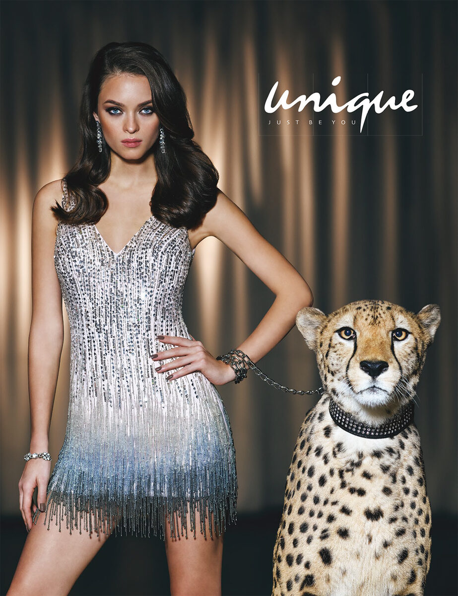Cat Eyes - Ekaterina Gaydukova plus a cheetah in the UNIQUE F/W campaign – photographed by SACHA TASSILO HÖCHSTETTER
