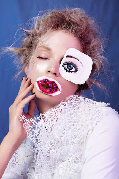 Beauty spread in MAKE-UP ARTIST magazine – hairstyling by Sacha SCHUETTE c/o les ARTISTS by Josef Stockinger; we have three photos by Camilla Camaglia for you on GoSee