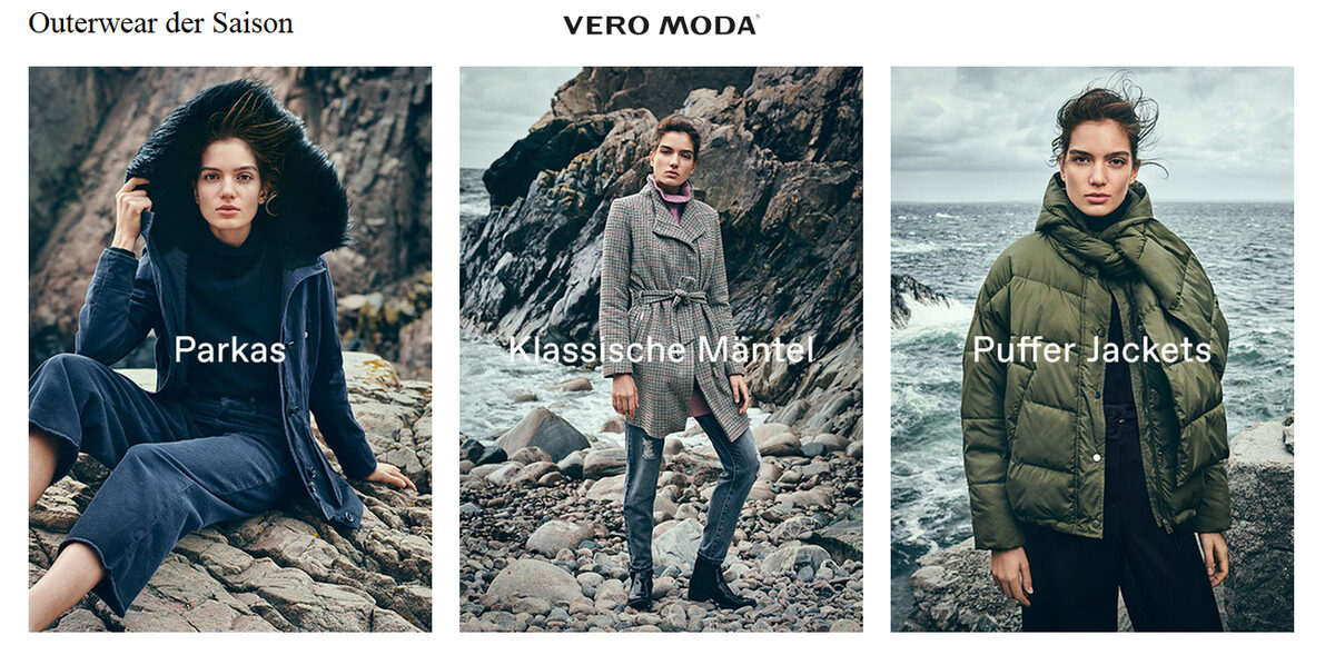 VERO MODA F/W '18-19 campaign against a Nordic tidal backdrop; in front of the camera: model <b>Lida c/o BRODYBOOKINGS</b>