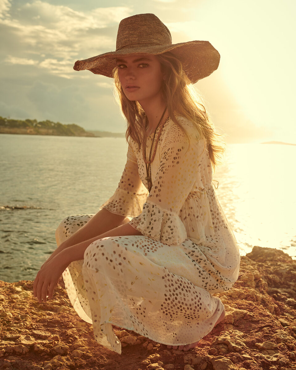 Model Anna Mila Guyenz in the HEMISPHERE CASHMERE S/S '19 campaign – photographed in Ibiza by <b>Andreas ORTNER</b>