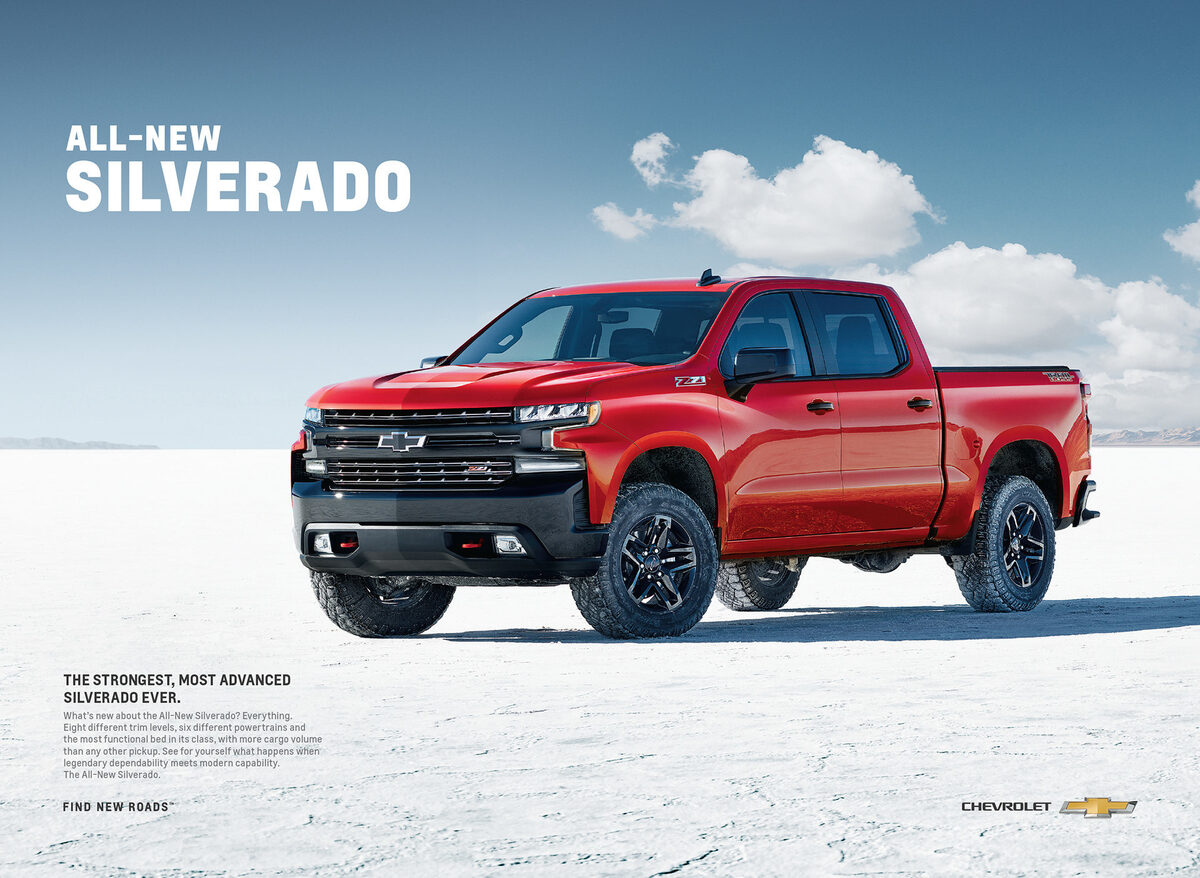2019 SILVERADO CAMPAIGN produced with photographer Dana Neibert and Creative Director <b>Mike Brooks</b> in Bonneville Salt Flats/Utah for Commonwealth/McCann