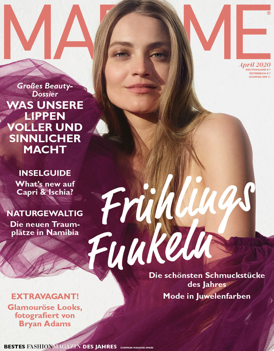 ‘Extravaganza’ - the stylish springtime sparkle for MADAME Germany snapped by Bryan Adams; at his side for the cover and editorial was make-up artist Thomas LORENZ c/o LES ARTISTS by Josef Stockinger