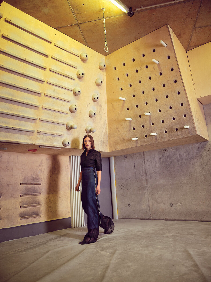 Movin’ on up! PHILIPP RATHMER photographs a fashion editorial for DIE STILISTEN at climbing hall Nordwandhalle in northern Germany