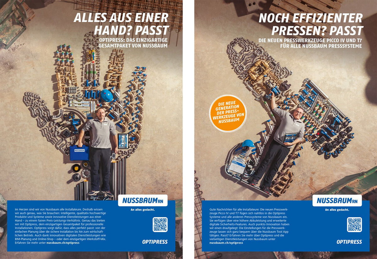 Just the right perspective for the NUSSBAUM Optipress systems - <b>Jonathan HEYER c/o UPFRONT</b> realizes eye-catching visuals and videos for Serviceplan Suisse