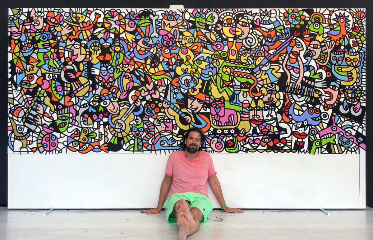 Creativ und witzig : Illustrator FREDINKO ab sofort bei ART ACT. Seins Stärken : Wandbilder zwischen Pop Art und Neokubismus & Live Performances vor grossem Publikum