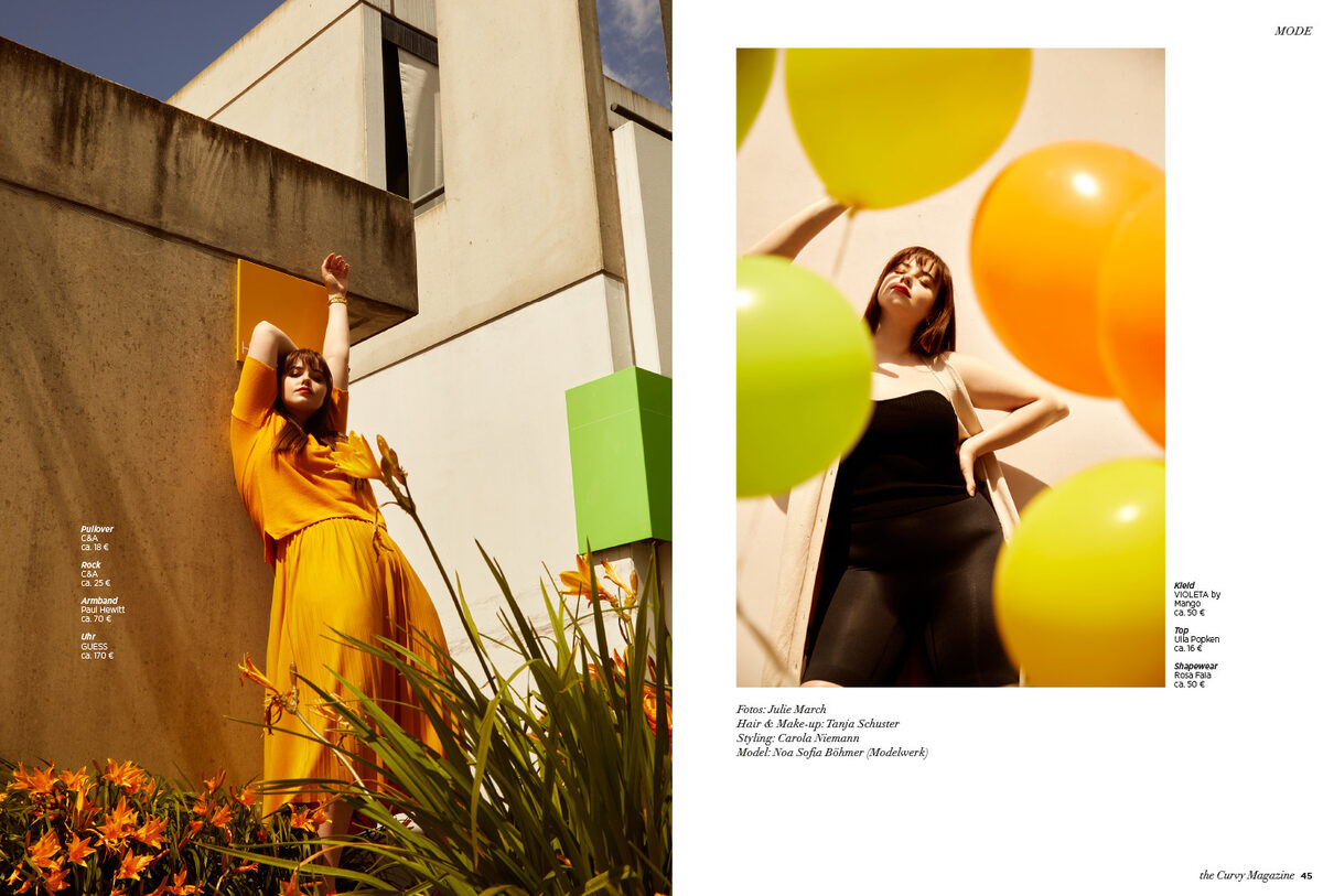 Model Noa Sofia Böhmer in der Coverstrecke des CURVY Magazins - Fotos Julie MARCH c/o NERGER M&O, Styling Carola Niemann, Hair & Makeup Tanja Schuster