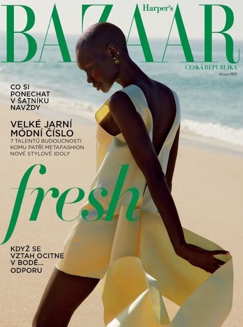 Für die März '22 Coverstory der HARPER'S BAZAAR Ceska Republika fotografierte ANDREAS ORTNER Model Adot Gak an den Stränden von Comporta