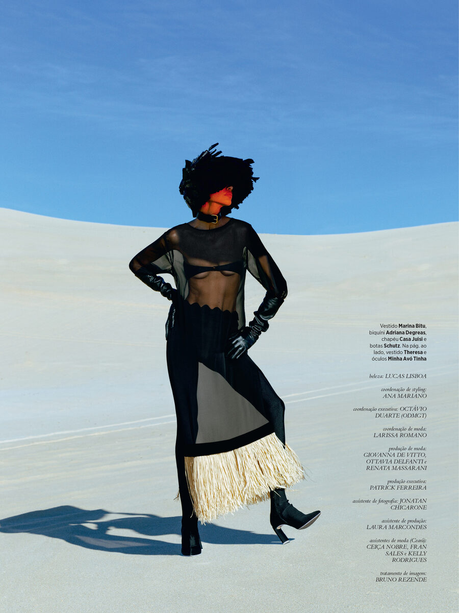 Igor Reis photographed model <b>Joy COSTA c/o&nbsp;LOUISA MODELS</b> at the beach for the spread ‘Futuro Ancestral’ in the&nbsp;July ‘22 Issue of <b>HARPER’S BAZAAR Brazil</b>