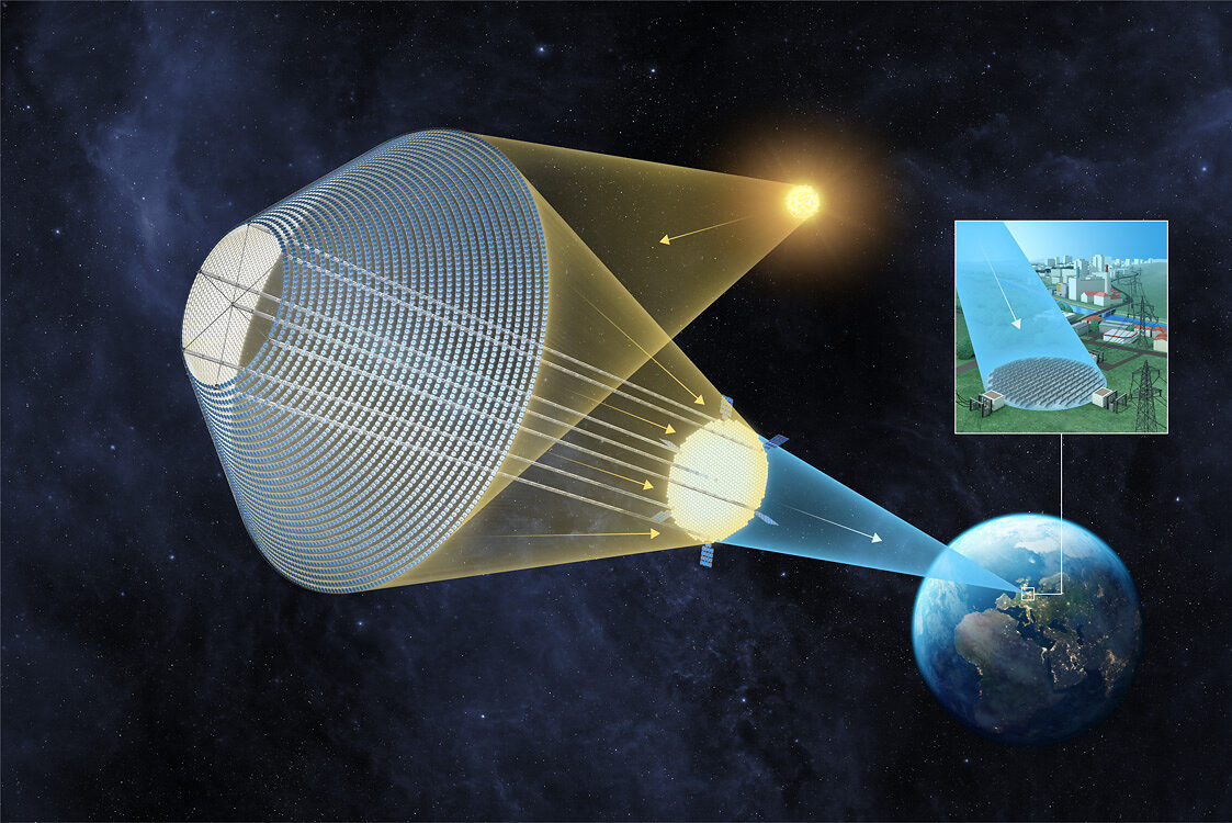 Space-based solar power in 3D – <b>Armin SCHIEB c/o SEPIA</b> illustrates a study for international consultancy <b>ROLAND BERGER</b>