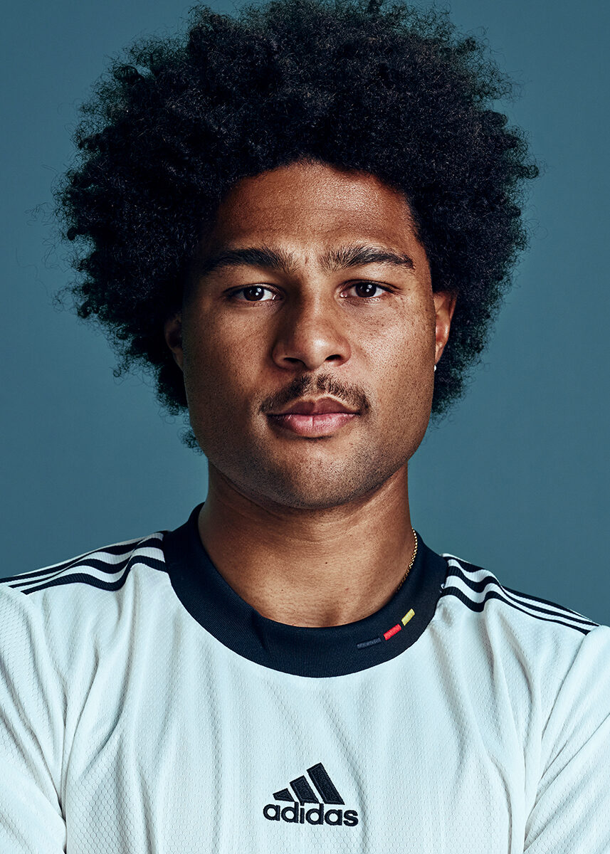 Germany’s DFB national soccer team player Serge Gantry, Kai Havertz and Leroy Sane – portrayed by <b>Maximilian KÖNIG c/o DOUBLE T Photographers</b> on commission for the <b>DFB</b>