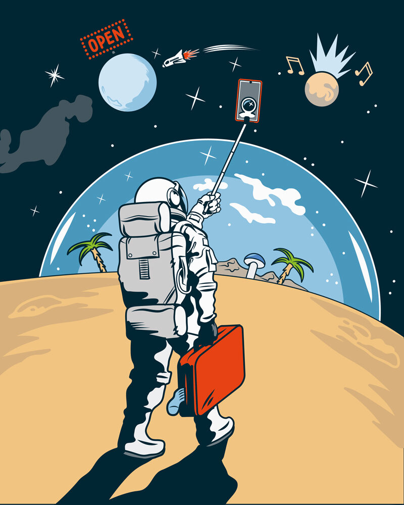 <b>‘Destination Outerspace’</b> - the new book by Ulrich Walter with illustrations by <b>Frederik JURK c/o&nbsp;SEPIA</b> on the topic of the minute: Space Tourism