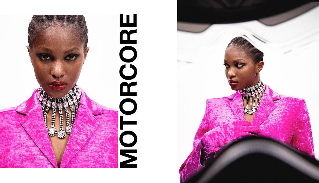 It’s spilt petrol and tire marks, It’s buckle up or prepare to eat dirt. - Max Egorov fotografiert das Editorial 'MOTORCORE' für das PAP Magazin - Hair & Makeup by Gaye Hiette und Boris Rieker, beide Artists c/o BIGOUDI
