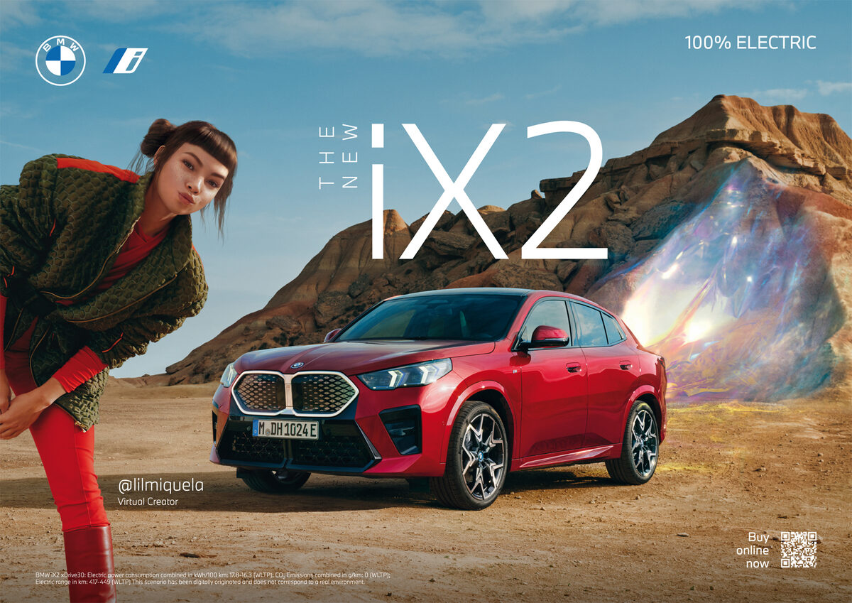 ‘Make It Real’ - der neue BMW iX2 lässt die Influencerin Lil’ Miquela ihre digitalen Sinne entfalten und die Freude am Fahren erleben