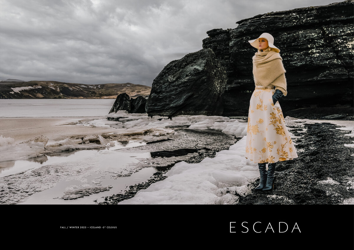 ‘Natural Powers &amp; Spectacular Beauty' – the mythical island of Iceland as the destination for the <b>ESCADA F/W 2023 campaign</b> with <b>model Kinga Trojan</b>