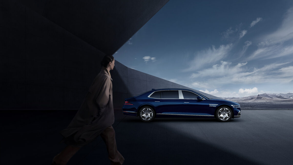 <b>The GENESIS G90 extended executive sedan </b>with impressive backplates by <b>MAGROUND</b> – raising the bar in automotive excellence