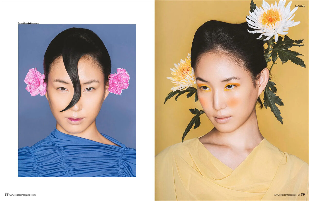 Det KEMPKE c/o DOUBLE T Photographers fotografiert das Editorial 'Flower Power' für das SOLSTICE Magazin, vor der Kamera Model Kiju Kim