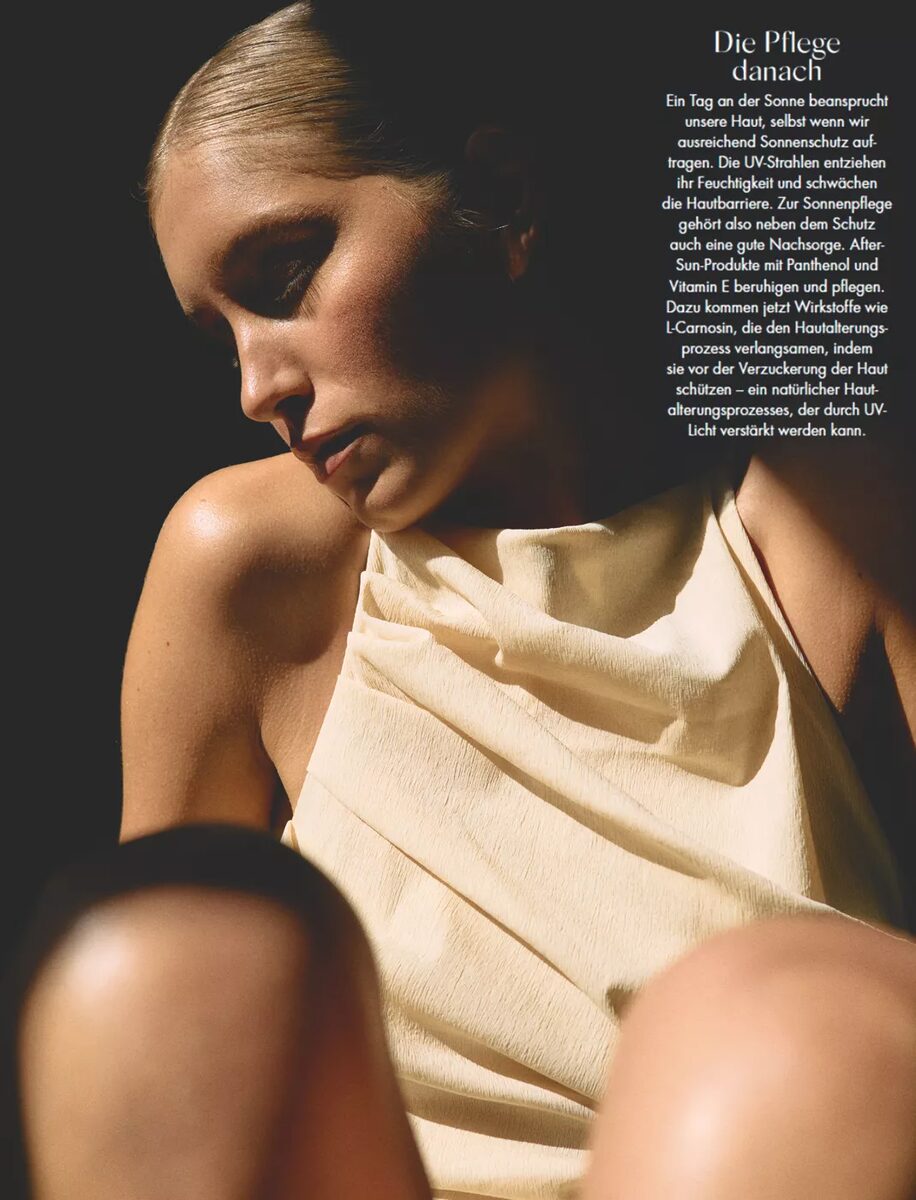 'Von der Sonne geküsst' - <b>RAMONA REUTER</b> fotografiert das Beauty-Editoral für das <b>MYSELF Magazin</b> in dem clevere Pflege-Produkte die Hauptrolle spielen
