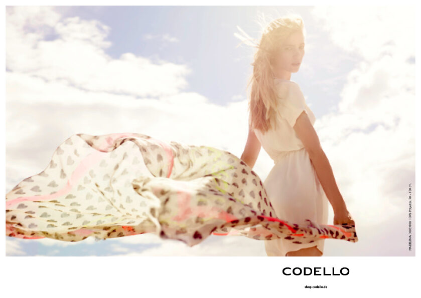 Janvier Burger & Stasch : CODELLO in Heaven – scarves and shawls from the S/S 2013 collection in front of vast changing skies