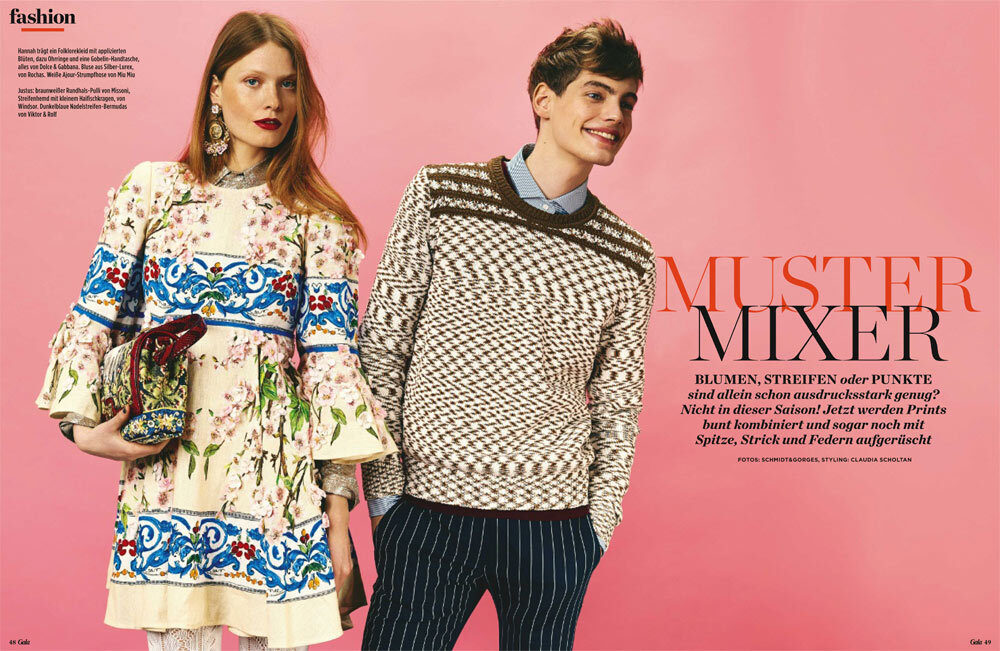 K Stiegemeyer : COMMERZBANK campaign with Jogi Löw & co, colourfully patterned GALA spread and MCDONALD'S football image