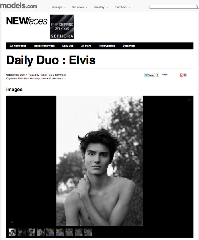 Louisa Models is excited about the FASHIONISTO exclusive spread with new face Elvis