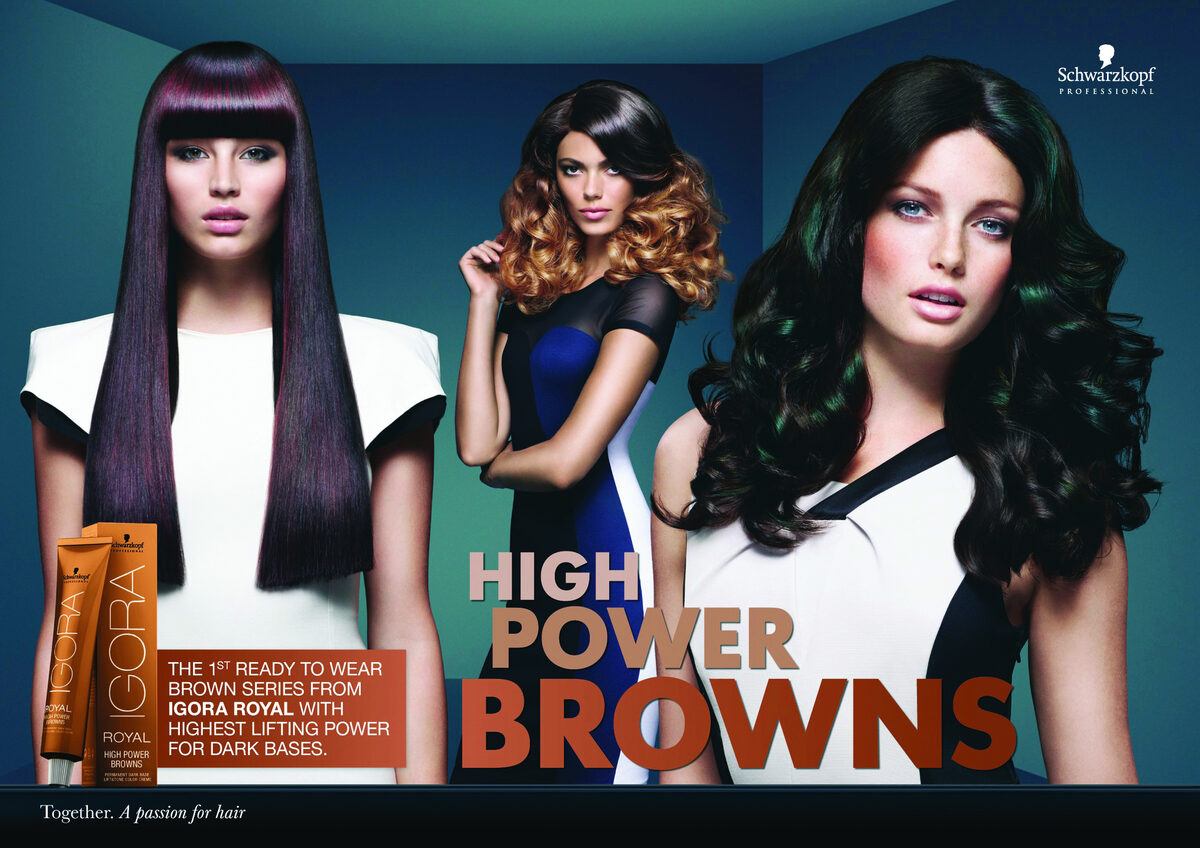 Roba Images : produziert die 'Igora High Power Browns' des Haarspezialisten SCHWARZKOPF PROFESSIONAL sowie das BC Oil Miracle Kampagnenmotiv mit Model Olivia Garson