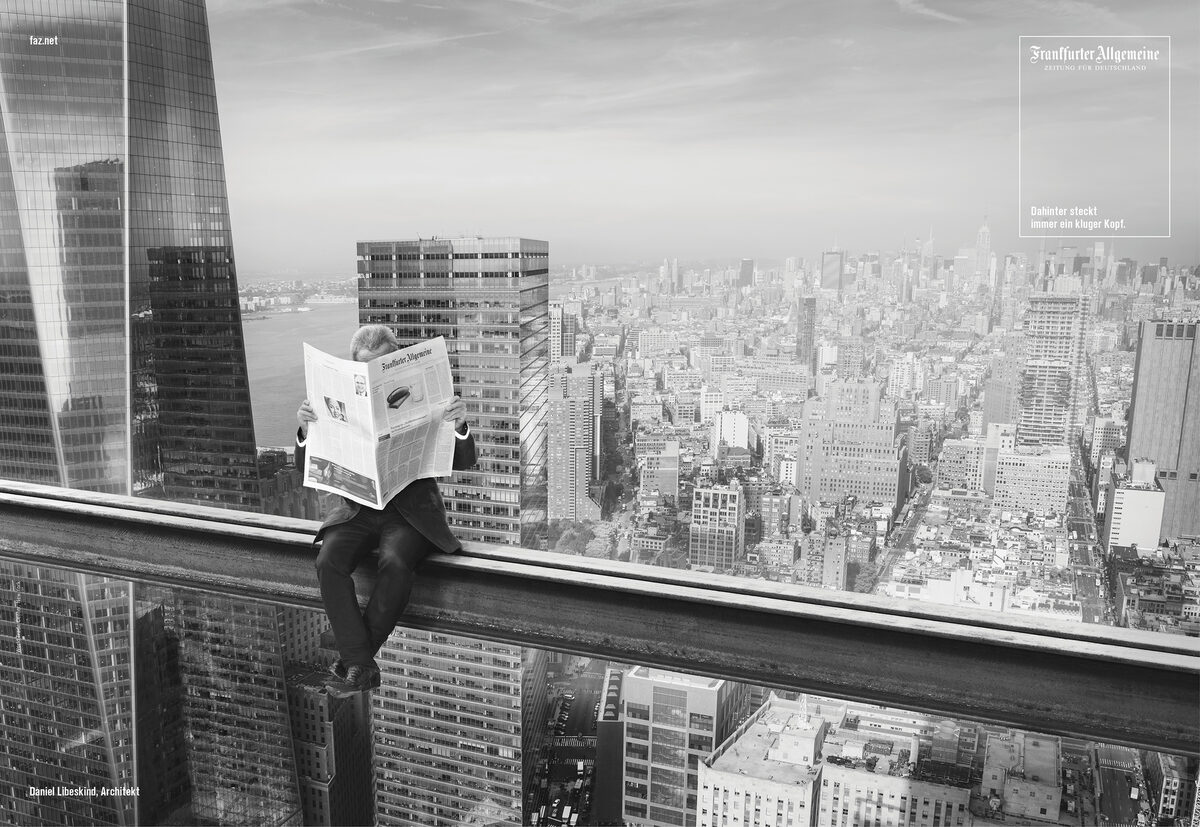 <b>Nu Projects</b> : with architect Daniel Libeskind for FAZ campaign, 'Dahinter steckt immer ein kluger Kopf' on One World Trade Center, O2 campaign image and fashion editorial in WW Mag