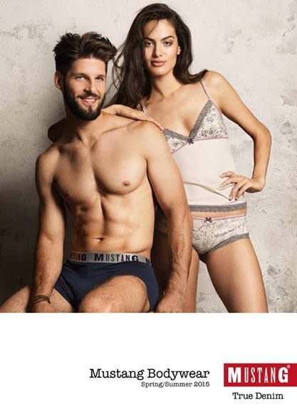 Almost nude for the MUSTANG Bodywear Lookbook 2015: Brodybookings models Sula and Patrick purposely body conscious