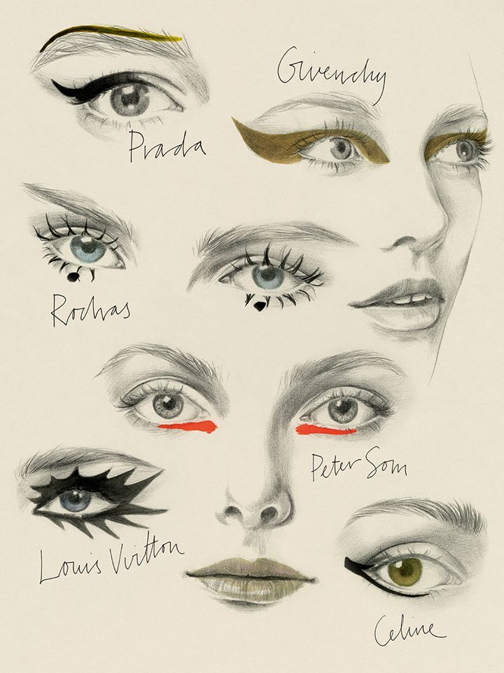 Cecilia CARLSTEDT illustrates the eyeliner trends from Prada to Louis Vuitton for W Magazin - the intuitive motifs for you here on GoSee