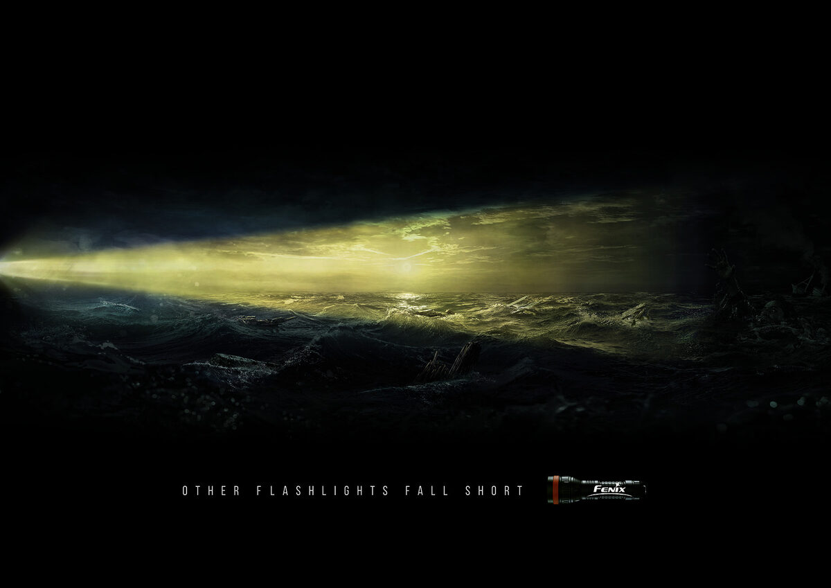 'Other Flashlights Fall Short' - the new FENIX campaign. Photo, CGI and Post by <b>CARIOCA STUDIO</b> c/o VISUALEYES ARTISTS