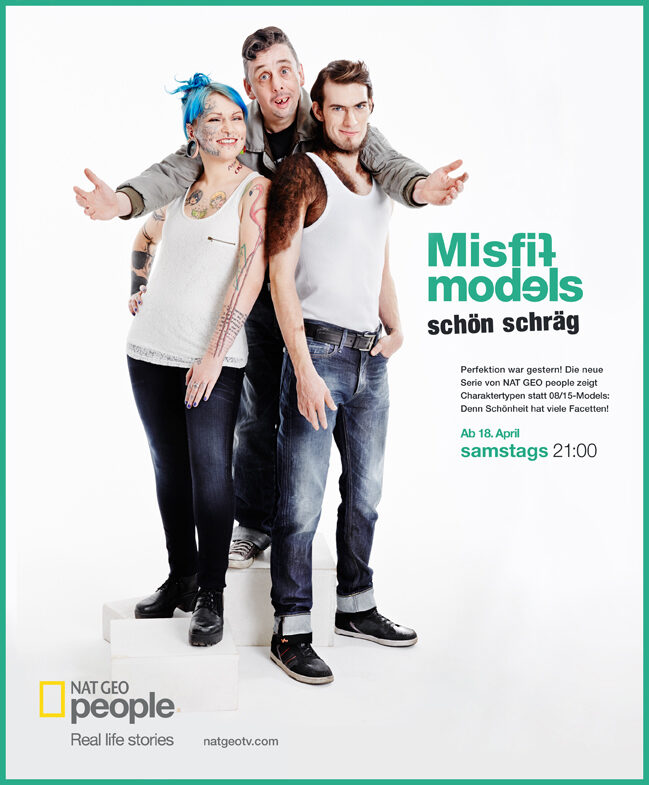 Extraordinary Misfit models in series on NAT GEO TV. post production by RAMONA REUTER; we have the motif on GoSee