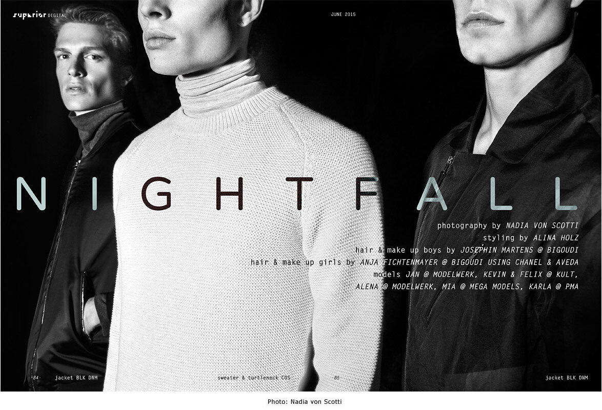 'Nightfall' im SUPERIOR Magazin - Hair & Make up von Anja FICHTENMAYER & Josephine MARTENS, beide Artists c/o BIGOUDI