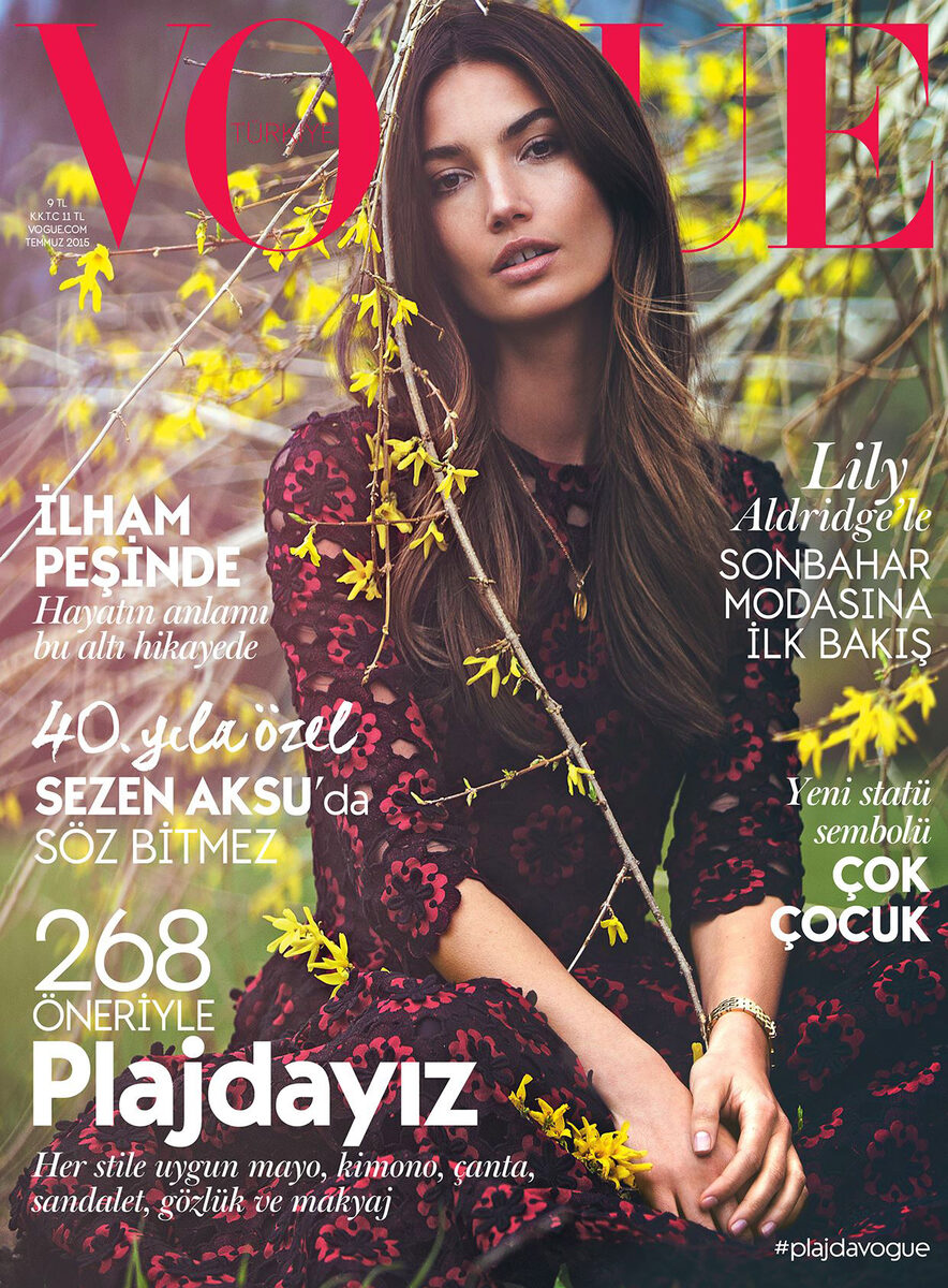 Top model Lily Aldridge is the cover star of the VOGUE Turkey July 2015 issue -  post production by <b>ONE HUNDRED BERLIN</b>; we have the motif on GoSee