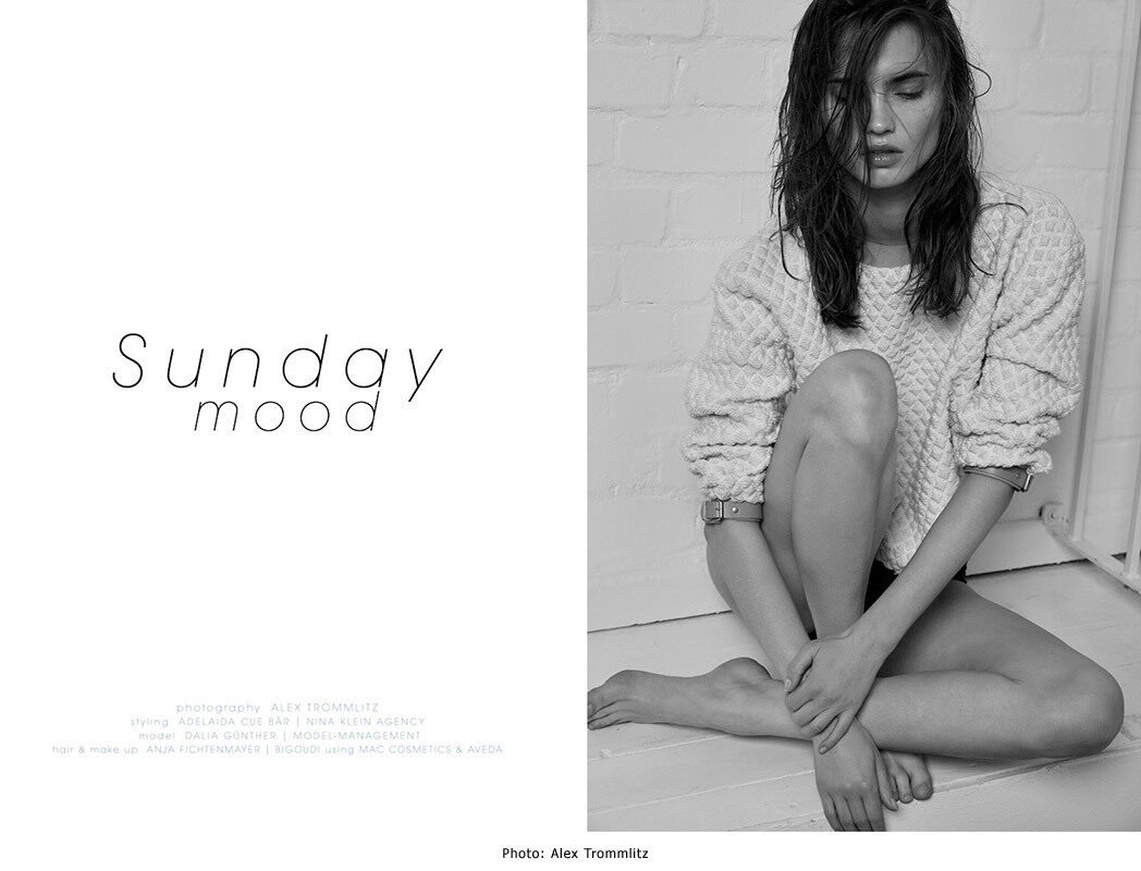 Model Dalia Günther in a 'Sunday Mood' for SO BLUE online mag. Hair & make-up by Anja FICHTENMAYER c/o BIGOUDI