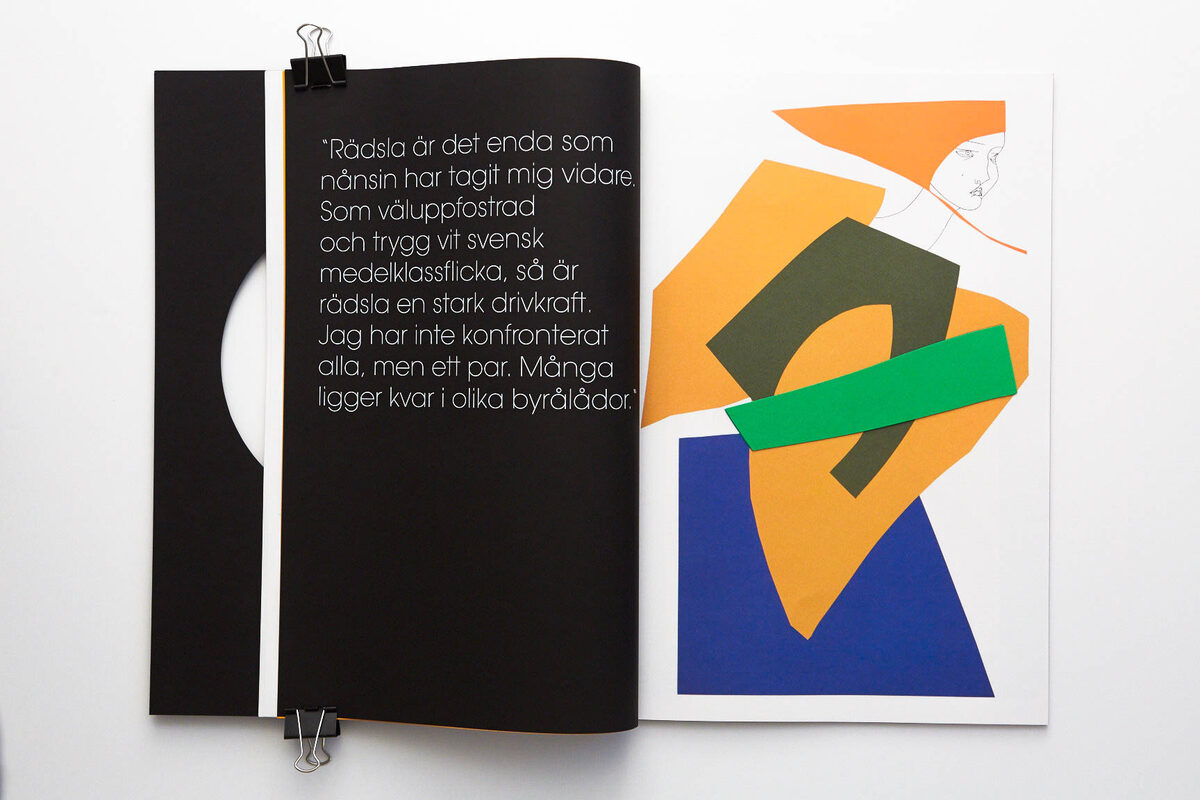 'Illustrationer & Konversationer' - on identity and Ego with quotes by designer Ann Sofie Back and singer Neneh Cherry. BHook layout and illustration by Liselotte WATKINS
