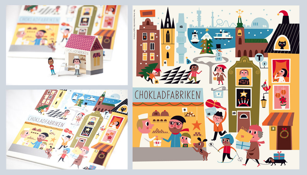 Advent calendar for CHOKLADFABRIKEN by Agent Molly illustrator Ingela P ARRHENIUS