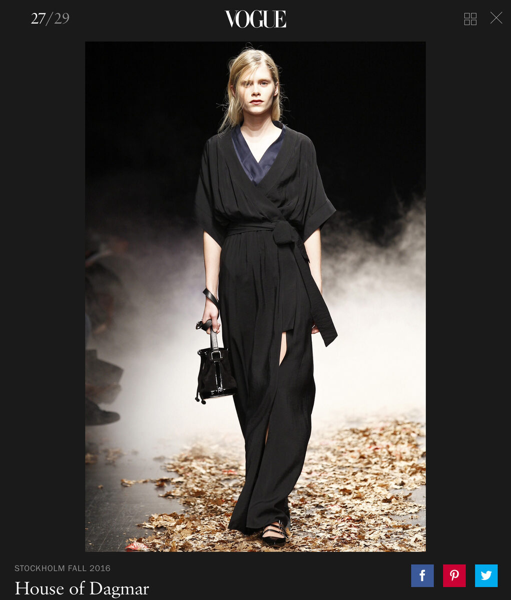 Model Barbara EGHOLM mit Showfotos von der Kopenhagener Fashion Week und mit "HOUSE OF DAGMAR" im Feature auf der Vogue