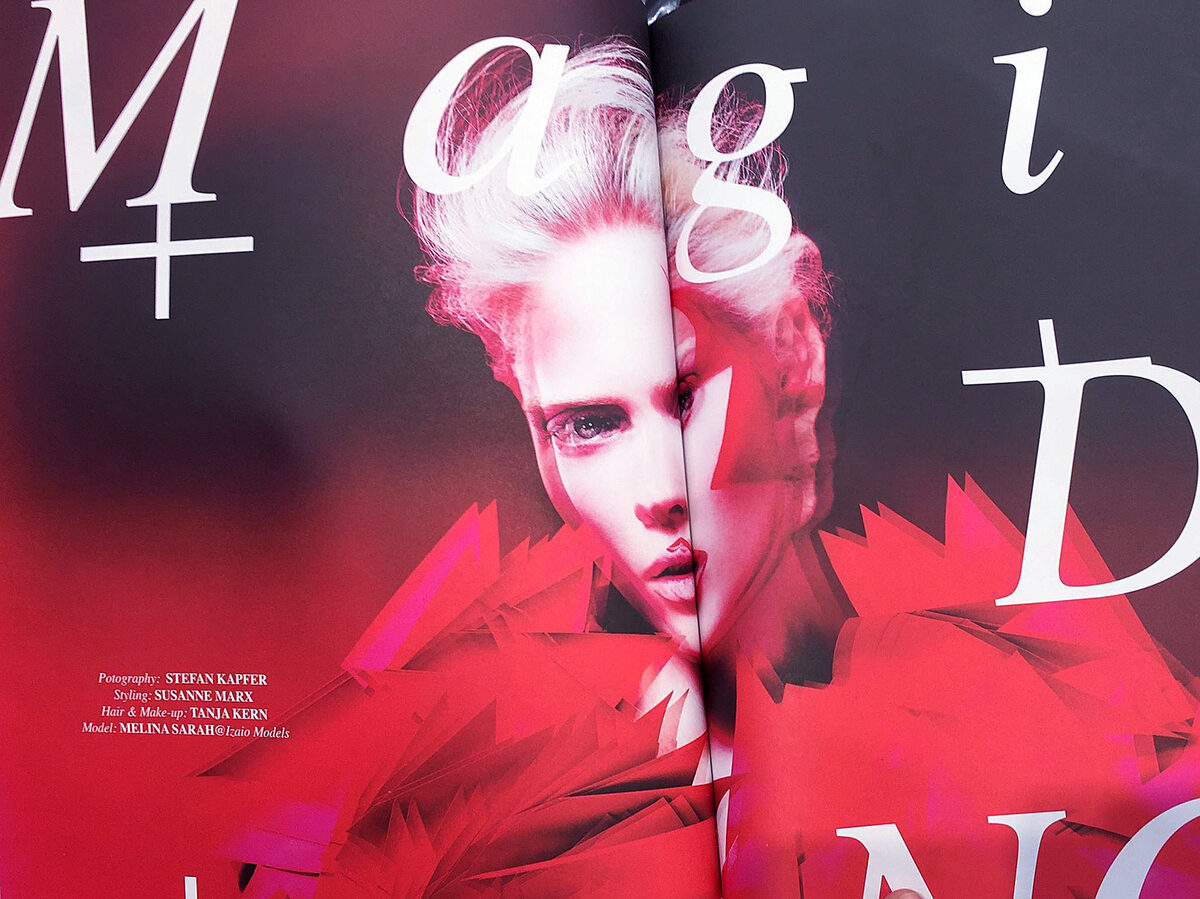 Beauty Editorial in der 74 HAIR BIBLE und LONGLASH Kampagne für Ommmm Cosmetics - Retouch by Stephanie Wencek Postdesign