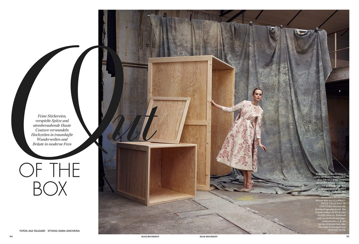 ASA TALLGARD : Out of the box and into couture – wedding special with Iza Olak in romantically playful gowns for ELLE GERMANY