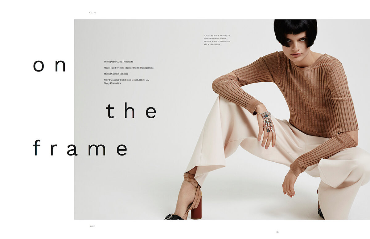 'On the Frame' in ONE magazine – hair & make-up by Isabel EILER c/o KULT ARTISTS, photos by Alex Trommlitz