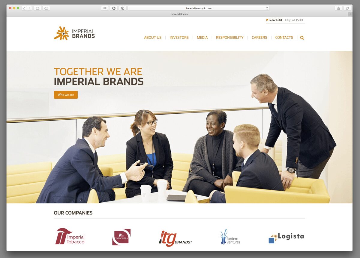 Imperial Tobacco Group PLC has a new name: Imperial Brands PLC. Corporate pool shoot by Rüdiger NEHMZOW