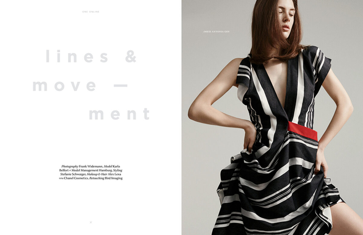 'Lines & Movement' with Karla Belfort in ONE magazine – styling by Stefanie SCHWAIGER c/o PERFECTPROPS