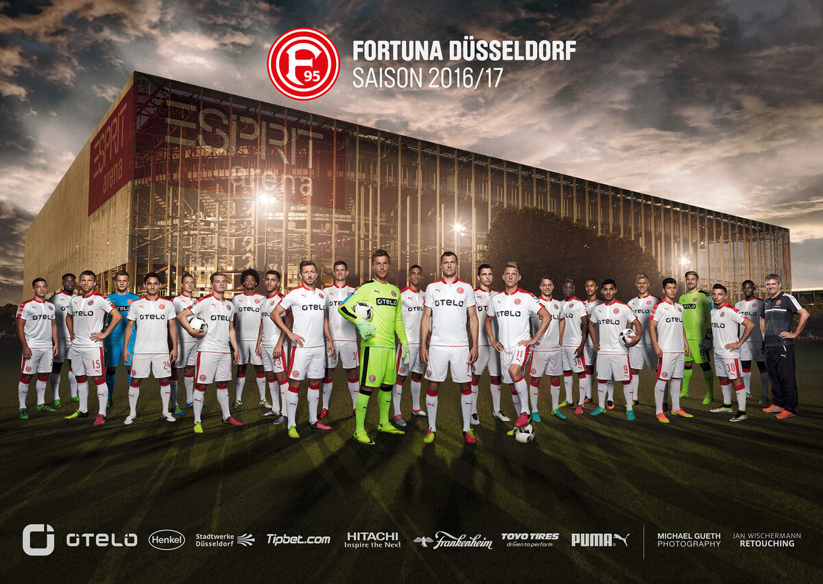 FORTUNA DÜSSELDORF team poster for the season 2016/17 with styling by Sabrina SCHEUER c/o 21 AGENCY - photo by Michael Gueth