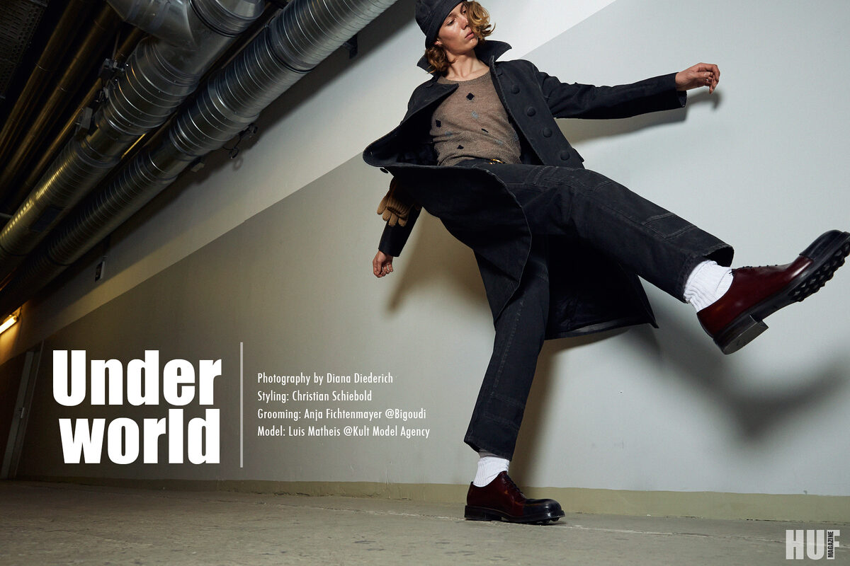Diana Diederich photographs 'Underworld' with male model Luis Matheis for HUF magazine, 'Un jardin dans la ville' for ELEGANT, and 'The Journey' for VULKAN MAG