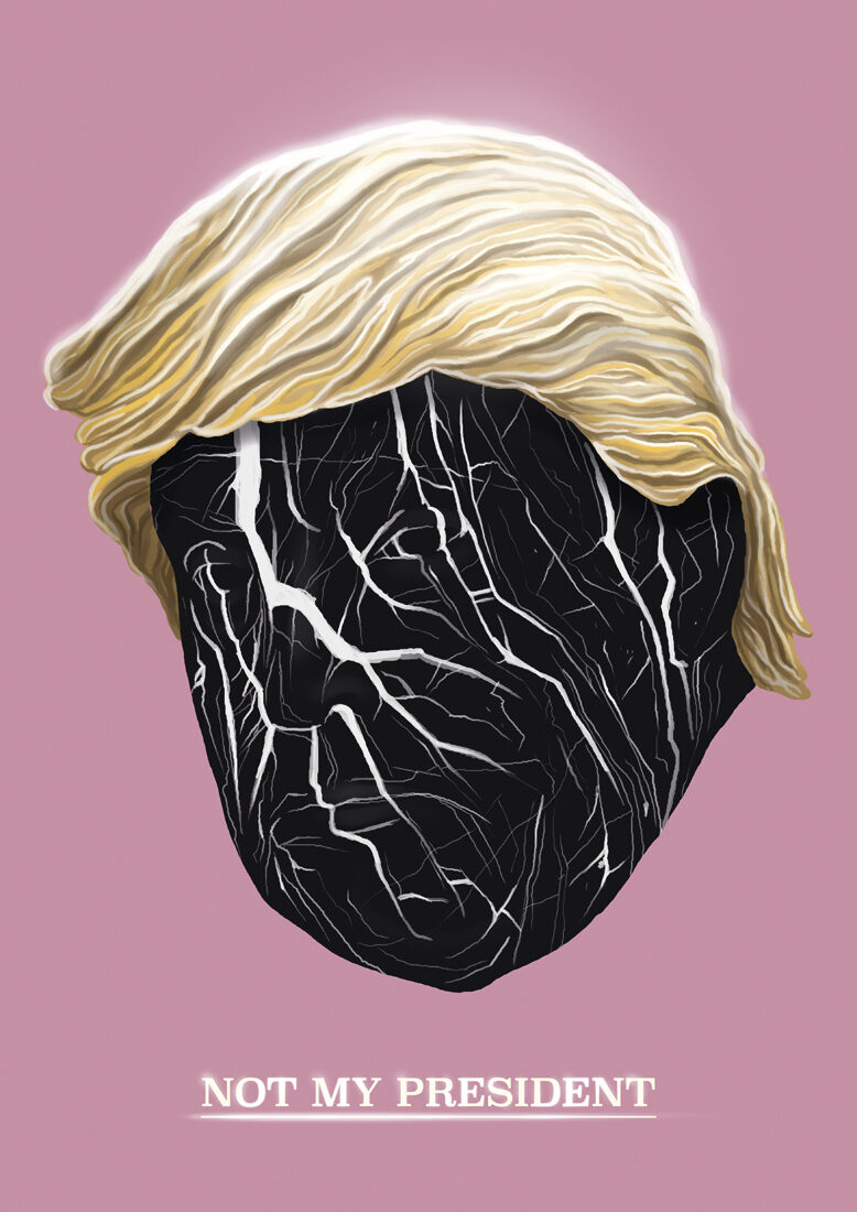 'Not My President' - tqwo personal works by illustrator <b>Matthias SEIFARTH c/o WILDFOX RUNNING</b>, inspired by Donald Trump, the flamboyant 45th President-elect of the United States of America