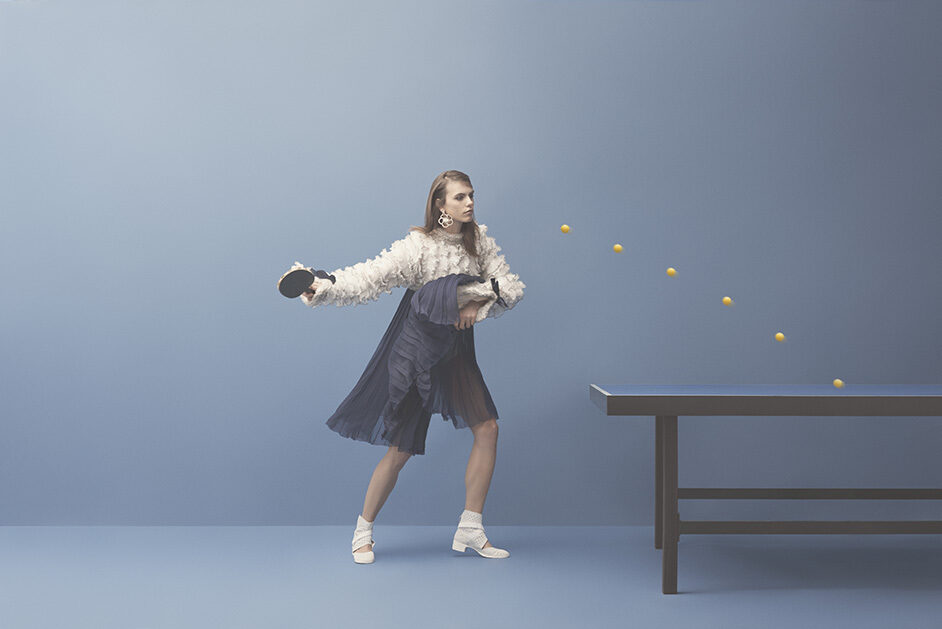 Sporty and uber-stylish fashion spread for the March issue of ELLE Denmark – with great ping pong photos by Henrik BÜLOW c/o BLINK