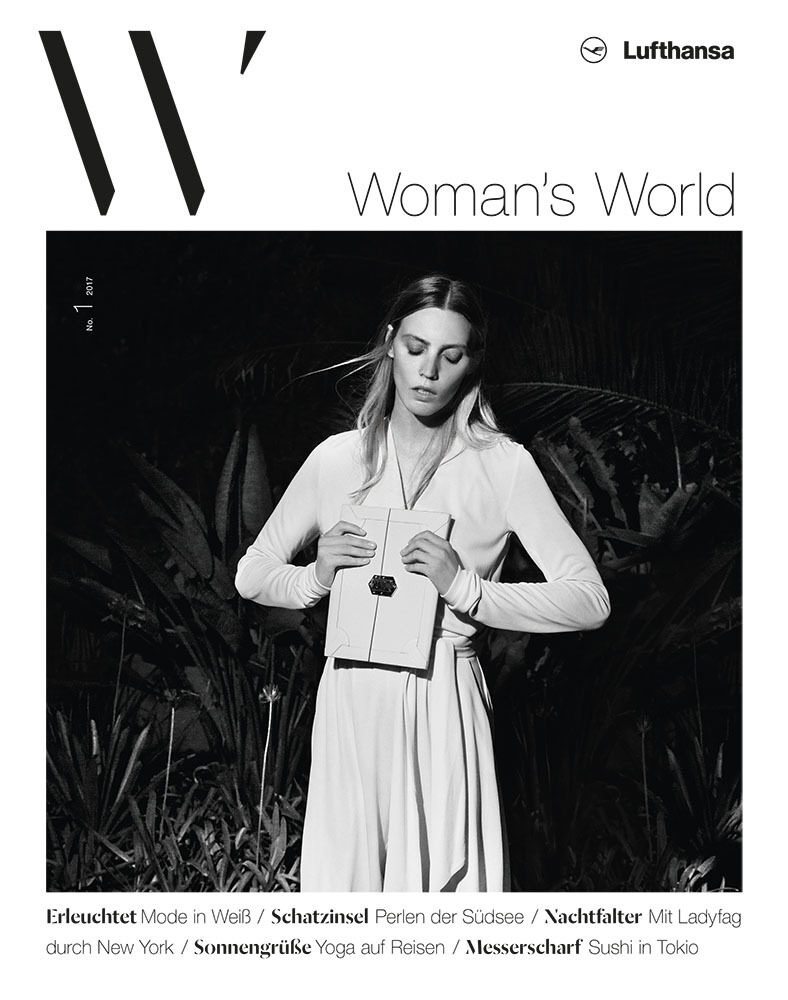 'Illuminated in White' fashion editorial for LUFTHANSA MAGAZINE Women`s World by Frank Grimm