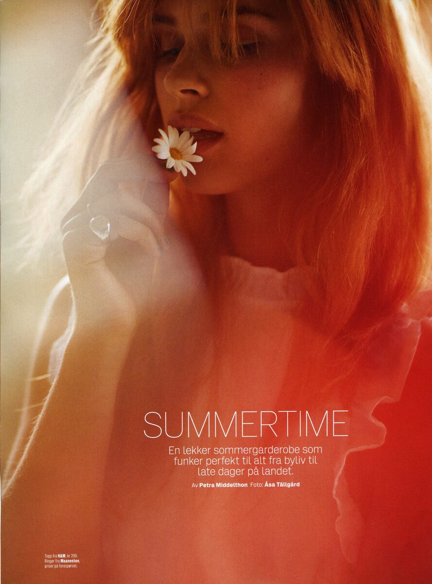 'Summertime' mit Model Lise OLSEN c/o LOUISA MODELS in der ELLE Norway, Fotos Asa Tallgard